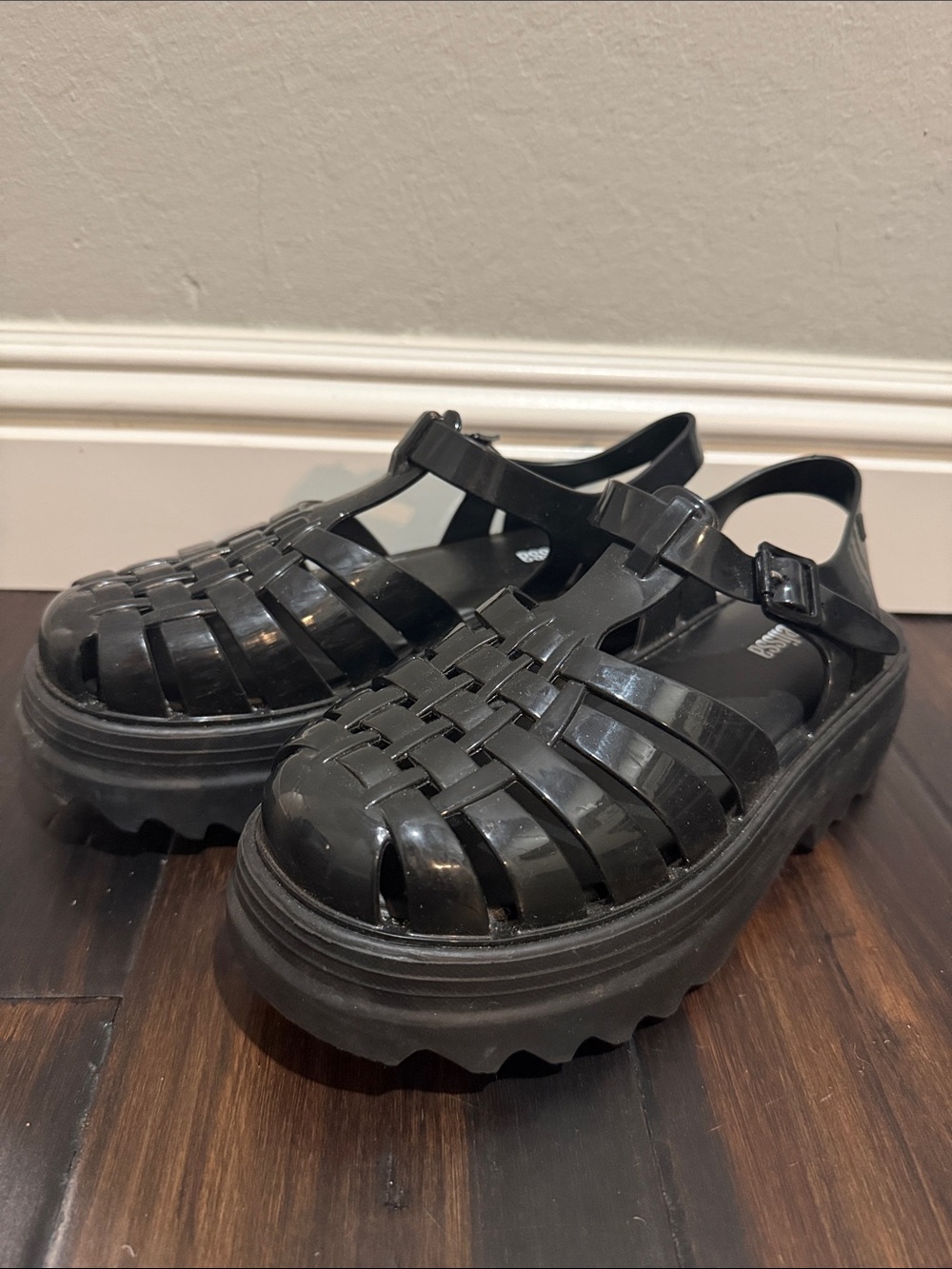 Melissa Black Chunky Jelly Fisherman Sandals| Size 6